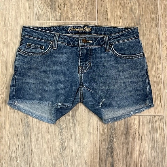 American Eagle Jean Short Skinny Stretch Cutoff Vintage Y2K Fray Cuff Distressed - Picture 9 of 12
